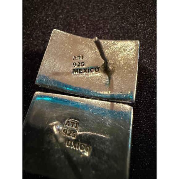 Mexican Sterling Silver 925 ATI Multi-Stone Inlay Mosaic Toggle Bracelet - Picture 7 of 15